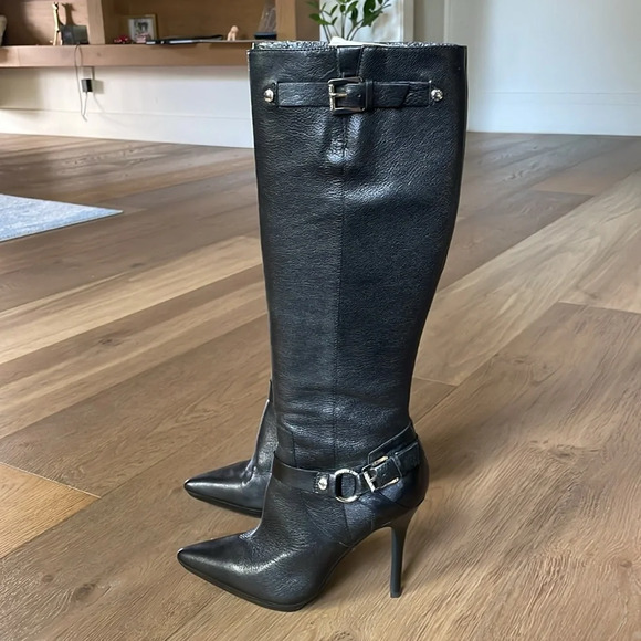 Michael Kors Cheyenne Leather Boot Black Size 8.5 - Picture 4 of 16